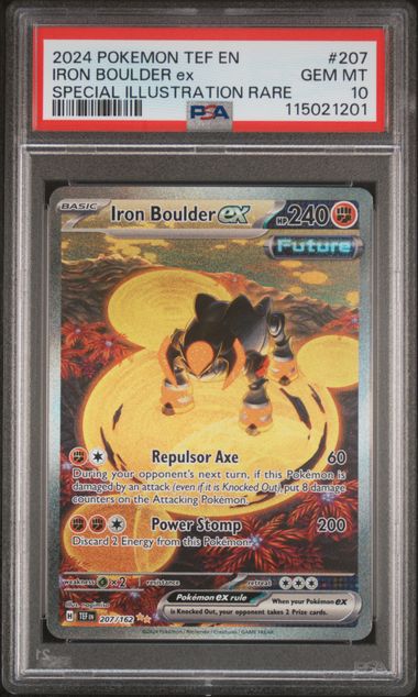 PSA 10 2024 POKEMON TEF EN-TEMPORAL FORCES #207 IRON BOULDER ex SPECIAL ILLUSTRATION RARE