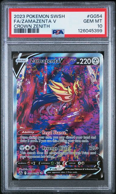 PSA 10 2023 POKEMON SWORD AND SHIELD CROWN ZENITH #GG54 FA/ZAMAZENTA V CROWN ZENITH